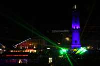 Warnemünde Leuchtturm in Flammen